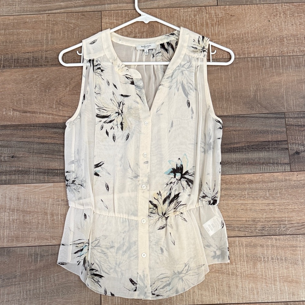 Babaton Cream and Black Floral Blouse
